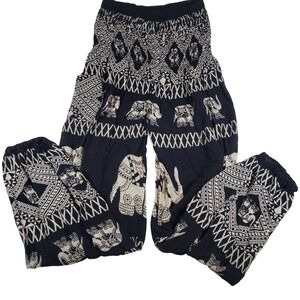 Elephant Print‎ Bohemian Harem Pants Lounge Yoga Festival Comfy Size L
